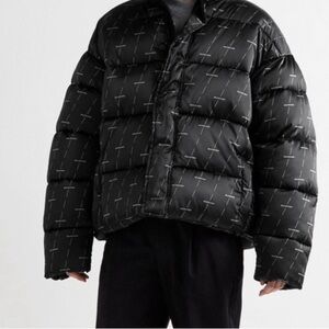 NWT BALENCIAGA BB Padded Quilted Logo-Print Shell Jacket - Black